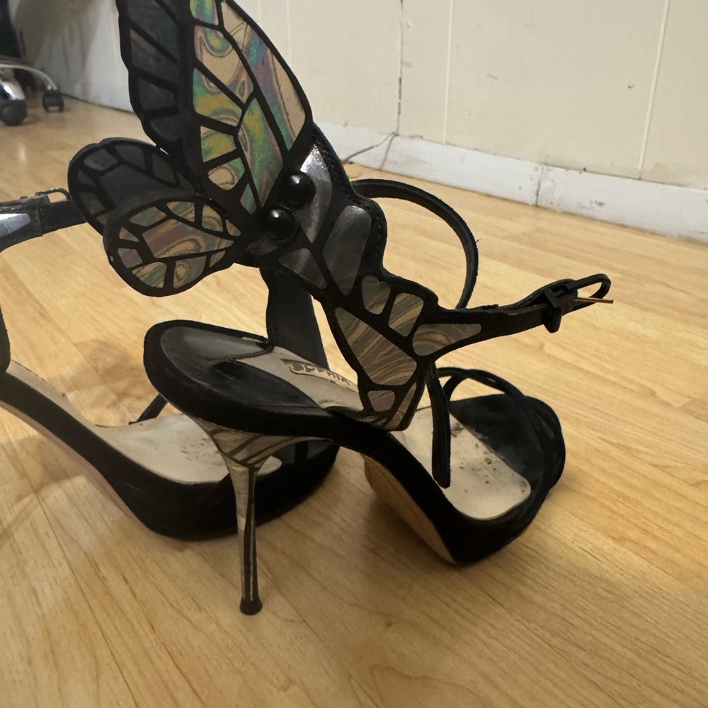 Sophia Webster Black and Silver Butterfly Heels